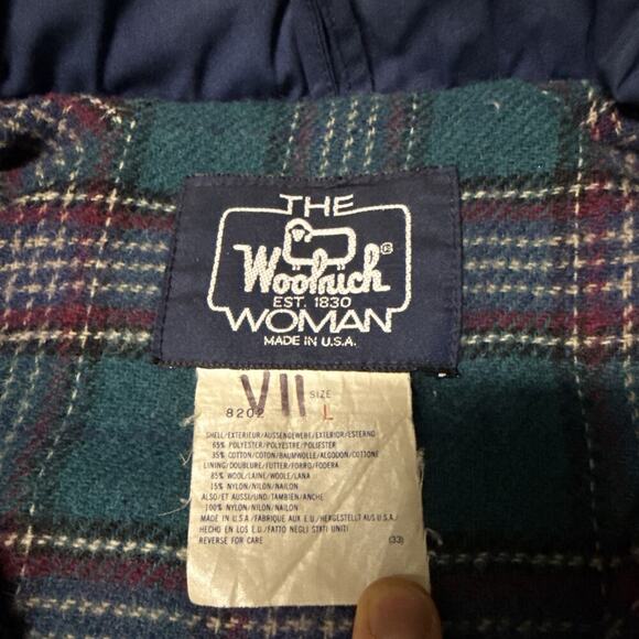 Ladies Woolrich Full Zip Hooded Coat Field Jacket Size Large 8202 Flannel Lined - Picture 5 of 12